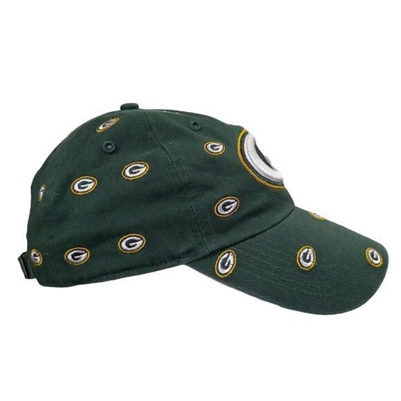 '47 Brand Green Bay Packers All Over Logo Strapback Hat Women's OSFM - Picture 4 of 9